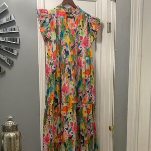 LIOR PARIS Colorful Floral Maxi Dress